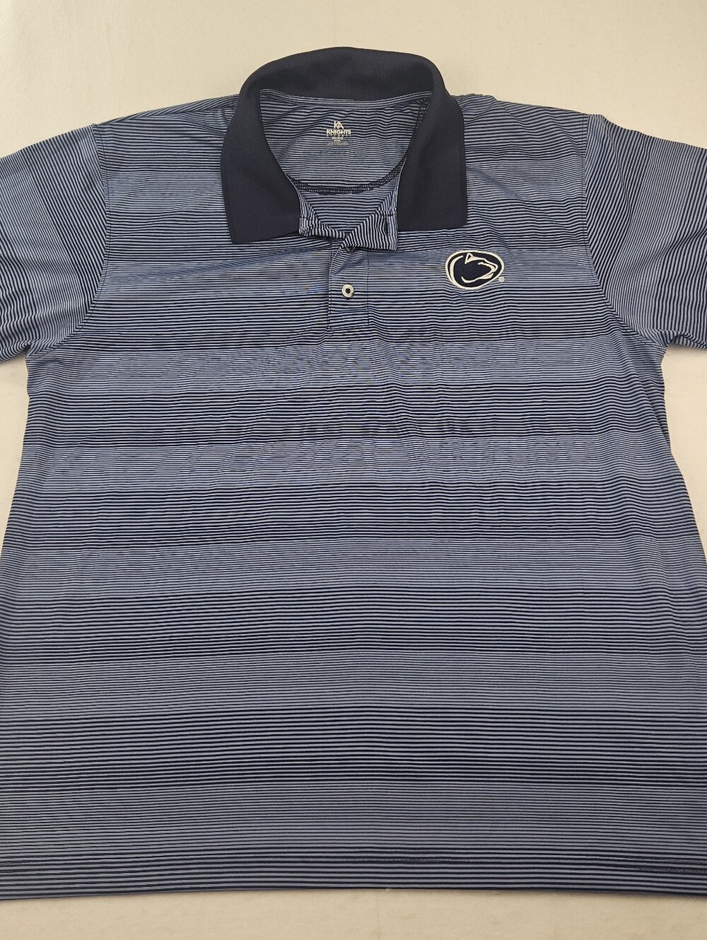 KA Knights Penn State Shirt Sleeve Blue Striped Golf Polo Shirt Size XL